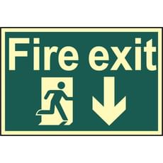 Scan Fire Exit Running Man Arrow Down Sign