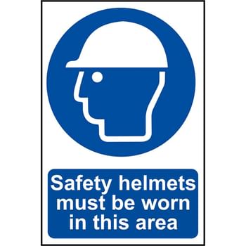 Scan Safety Helmets Must Be Worn In This Area Sign