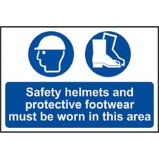 Scan Safety Helmets and Protective Footwear Must Be Worn In This Area Sign Scan Safety Helmets and Protective Footwear Must Be Worn In This Area Sign