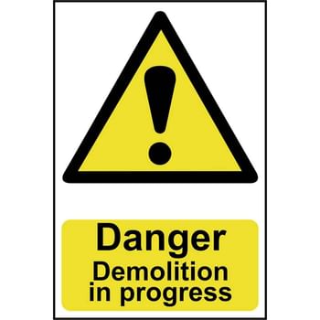 Scan Danger Demolition In Progress Sign