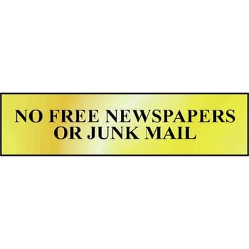 Scan Brass Effect No Free Newspapers Or Junk Mail Sign