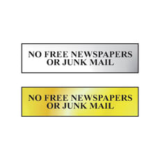 Scan Brass Effect No Free Newspapers Or Junk Mail Sign