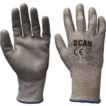 Scan Mens Polyurethane Coated Cut 5 Liner Gloves
