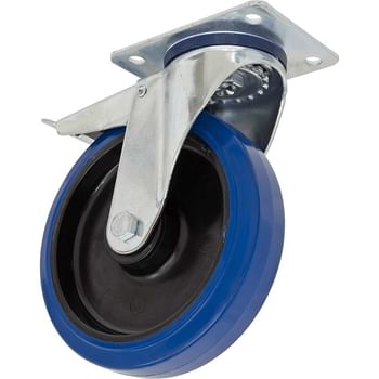Sealey Heavy-Duty Blue Elastic Rubber Swivel Castor Wheel and Total Lock