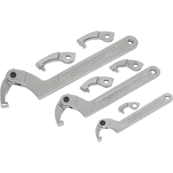 Sealey 11 Piece Adjustable C Spanner Hook and Pin Wrench Set