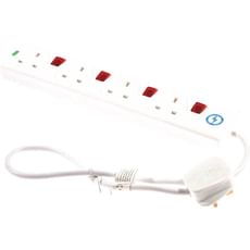 SMJ Surge Protected 4 Socket Extension Lead with Switches 240v
