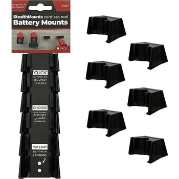 Stealth Mounts 6 Pack Battery Mounts for Milwaukee 12V M12 Batteries