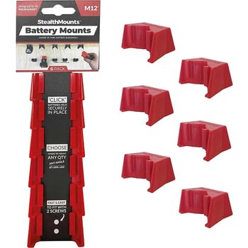 Stealth Mounts 6 Pack Battery Mounts for Milwaukee 12V M12 Batteries