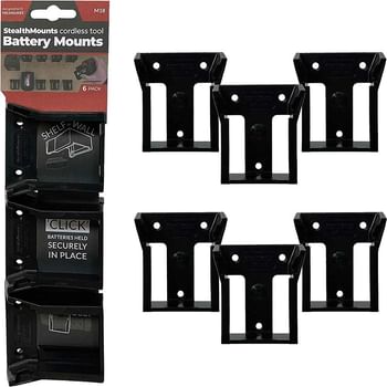 Stealth Mounts 6 Pack Battery Mounts for Milwaukee 18V M18 Batteries