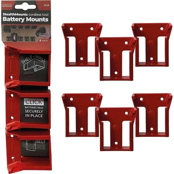 Stealth Mounts 6 Pack Battery Mounts for Milwaukee 18V M18 Batteries