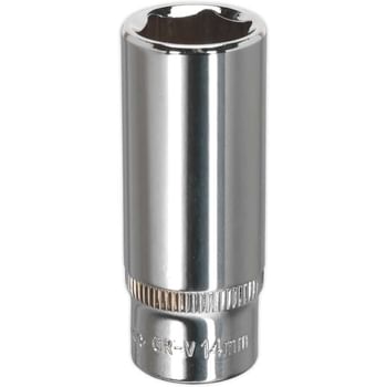 Sealey 1/4" Drive Polished Deep Hexagon WallDrive Socket Metric