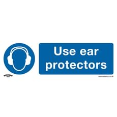 Sealey Self Adhesive Vinyl Use Ear Protectors Sign Pack of 10