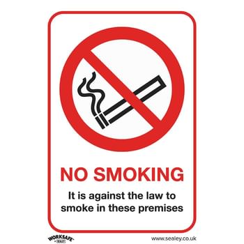 Sealey Rigid Plastic No Smoking On Premises Sign