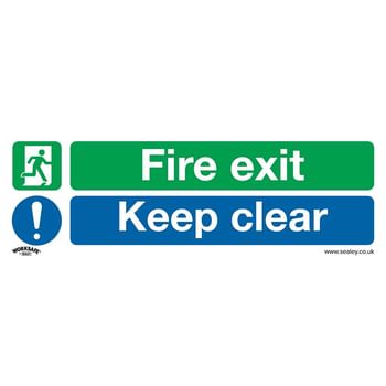 Sealey Self Adhesive Vinyl Fire Exit Keep Clear Sign