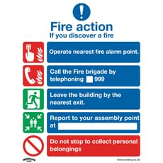 Sealey Rigid Plastic Fire Action Without Lift Sign Pack of 10