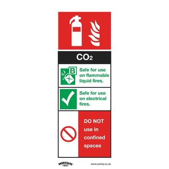 Sealey Self Adhesive Vinyl CO2 Fire Extinguisher Sign Pack of 10