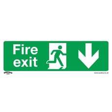 Sealey Rigid Plastic Fire Exit Arrow Down Sign Pack of 10