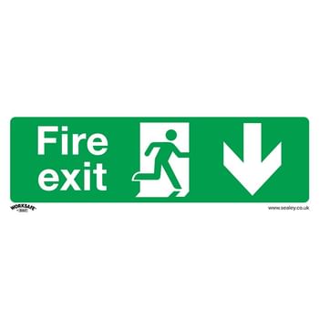 Sealey Self Adhesive Vinyl Fire Exit Arrow Down Sign