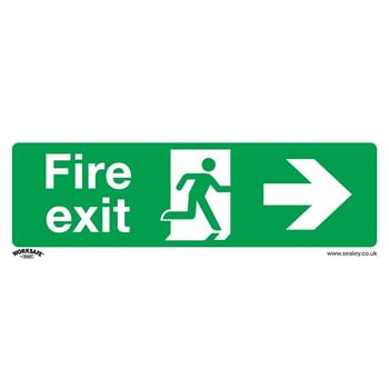 Sealey Self Adhesive Vinyl Fire Exit Arrow Right Sign Pack of 10