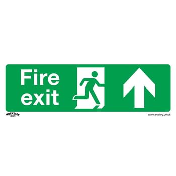 Sealey Self Adhesive Vinyl Fire Exit Arrow Up Sign Pack of 10