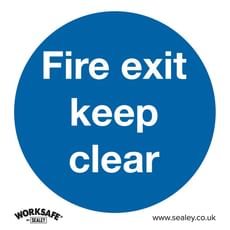 Sealey Self Adhesive Vinyl Fire Exit Keep Clear Sign Pack of 10