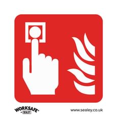 Sealey Self Adhesive Vinyl Fire Alarm Symbol Sign Pack of 10