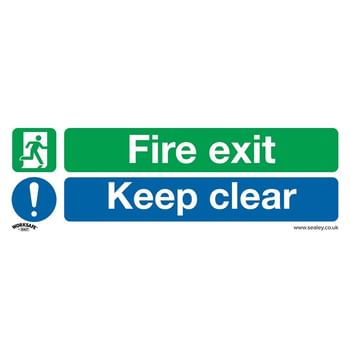 Sealey Rigid Plastic Fire Exit Keep Clear Large Sign Pack of 10