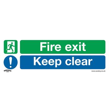 Sealey Self Adhesive Vinyl Fire Exit Keep Clear Large Sign