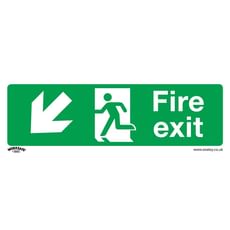 Sealey Rigid Plastic Fire Exit Arrow Down Left Sign Pack of 10