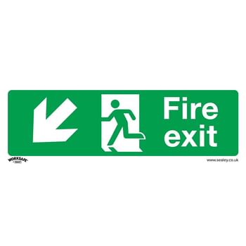 Sealey Rigid Plastic Fire Exit Arrow Down Left Sign