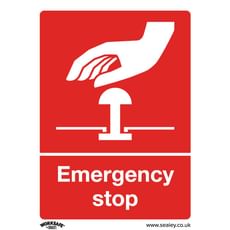 Sealey Self Adhesive Vinyl Emergency Stop Sign Pack of 10
