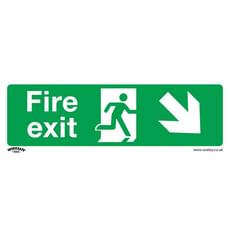 Sealey Rigid Plastic Fire Exit Arrow Down Right Sign