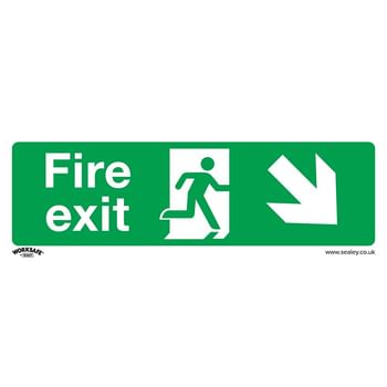 Sealey Rigid Plastic Fire Exit Arrow Down Right Sign