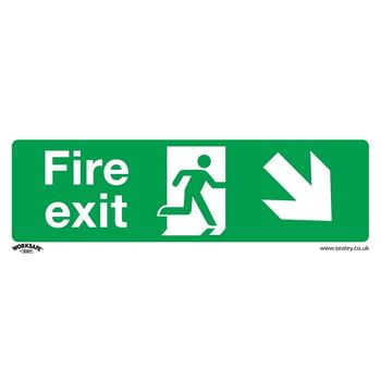 Sealey Self Adhesive Vinyl Fire Exit Arrow Down Right Sign Pack of 10