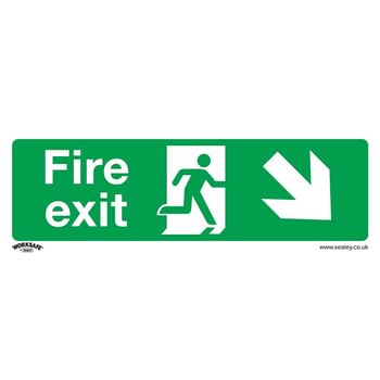 Sealey Self Adhesive Vinyl Fire Exit Arrow Down Right Sign