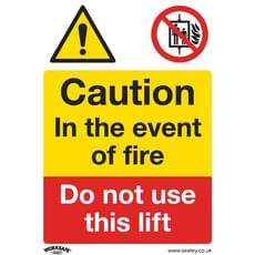 Sealey Rigid Plastic Caution Do Not Use Lift in Fire Sign Sealey Rigid Plastic Caution Do Not Use Lift in Fire Sign