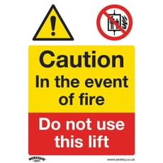 Sealey Self Adhesive Vinyl Caution Do Not Use Lift in Fire Sign