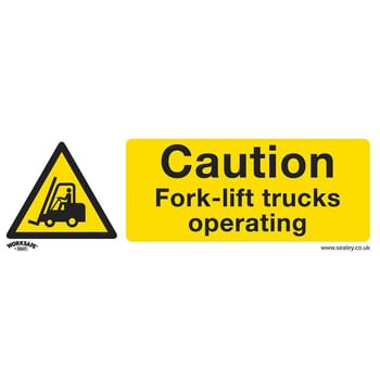 Sealey Rigid Plastic Caution Fork Lift Trucks Sign Pack of 10