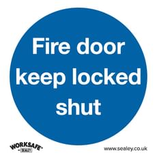 Sealey Self Adhesive Vinyl Fire Door Keep Locked Shut Sign Pack of 10
