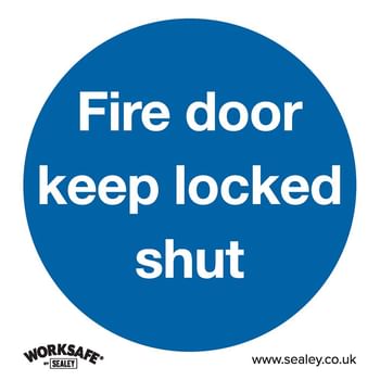 Sealey Self Adhesive Vinyl Fire Door Keep Locked Shut Sign Pack of 10