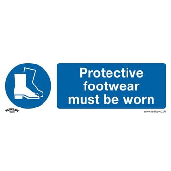 Sealey Rigid Plastic Protective Footwear Must Be Worn Sign Pack of 10