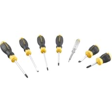 Stanley 6 Piece Cushion Grip Phillips and Slotted Screwdriver Set with Voltage Tester Stanley 6 Piece Cushion Grip Phillips and Slotted Screwdriver Set with Voltage Tester