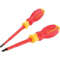 Stanley 2 Piece VDE Insulated Pozi and Slotted Screwdriver Set Stanley 2 Piece VDE Insulated Pozi and Slotted Screwdriver Set