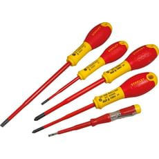 Stanley 5 Piece Fatmax VDE Insulated Pozi and Slotted Screwdriver Set Stanley 5 Piece Fatmax VDE Insulated Pozi and Slotted Screwdriver Set