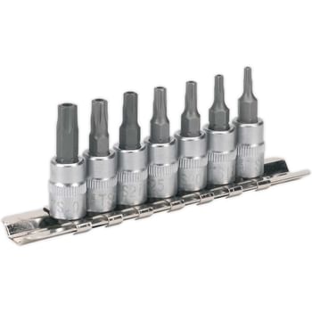 Sealey 7 Piece 1/4" Drive Security Torx Socket Bit Set