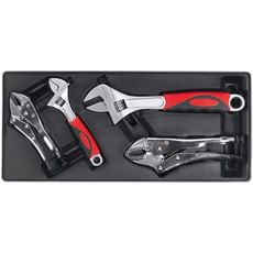 Sealey 4 Piece Locking Plier and Adjustable Spanner Set in Module Tray