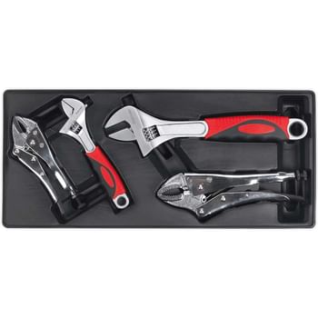 Sealey 4 Piece Locking Plier and Adjustable Spanner Set in Module Tray