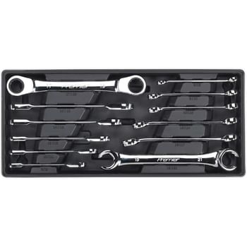 Sealey 12 Piece Flare Nut and Ratchet Ring Spanner Set Metric in Module Tray