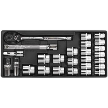 Sealey 26 Piece 1/2" Drive Socket Set Metric in Module Tray