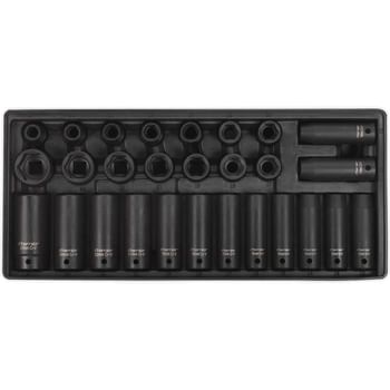 Sealey 28 Piece 1/2" Drive Deep Impact Socket Set Metric in Module Tray